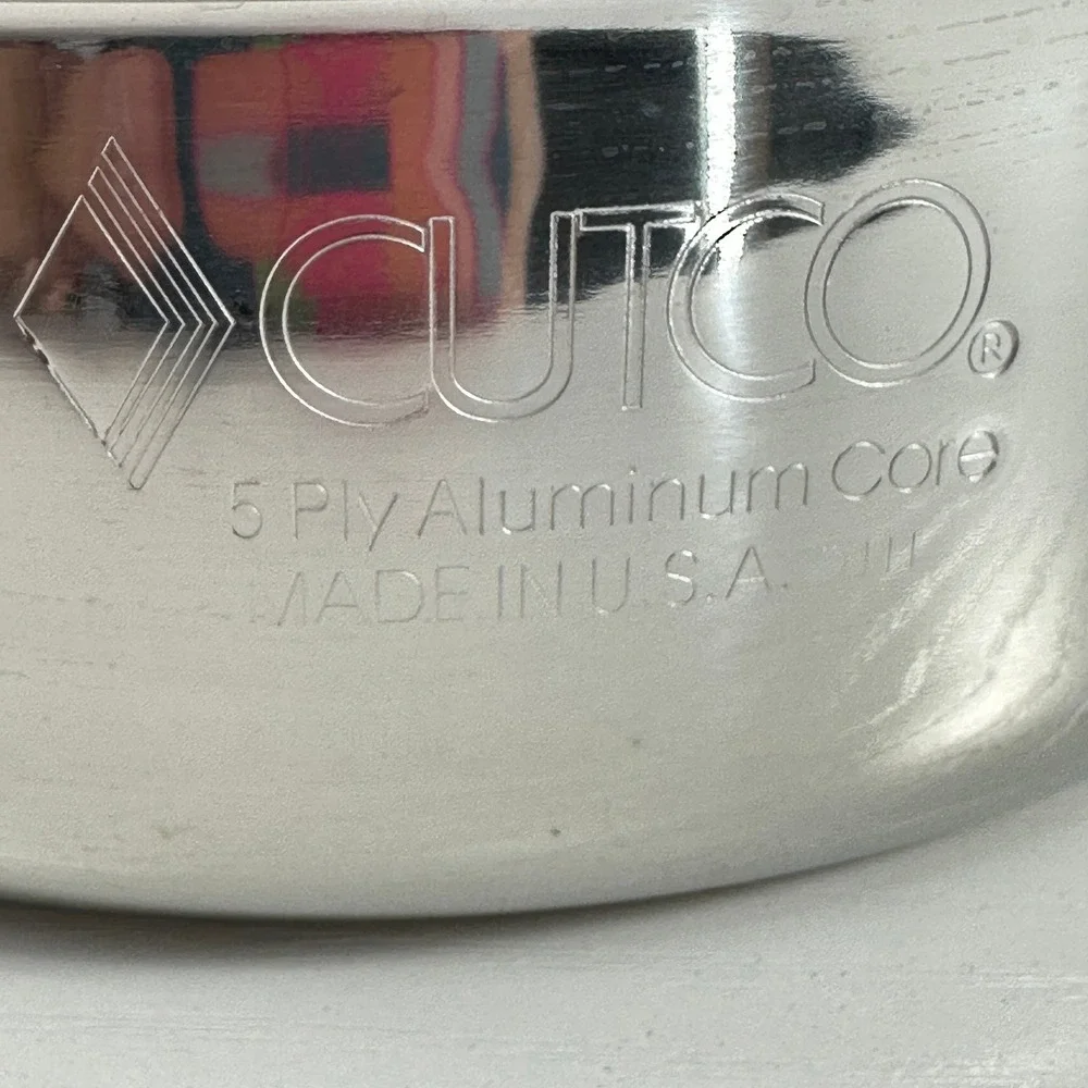 Cutco 2 QT 5 Ply Aluminum Core Stainless Saucepan with Lid  USA Silver Black 7in